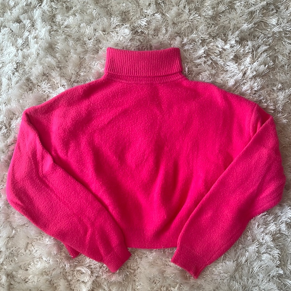 Neon pink Zara turtleneck sweater, size medium